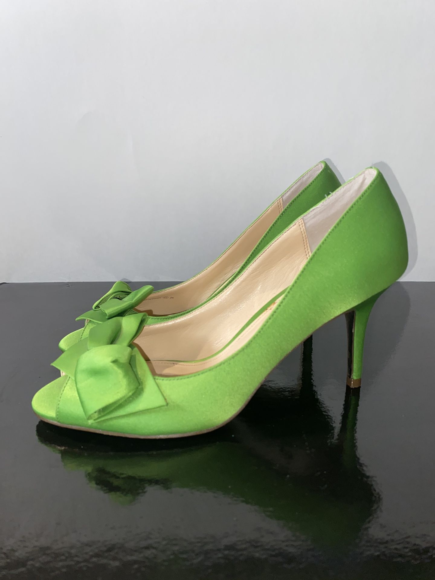 Nina Green Satin Bow Heels