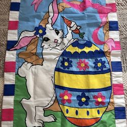 Evergreen Vintage Easter Rabbit Egg Home Decor 2001 Flag 31.5 X 45.5