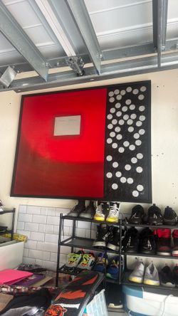 Large Modern Abstract Framed Canvas Wall Art – Red & Black Statement Piece