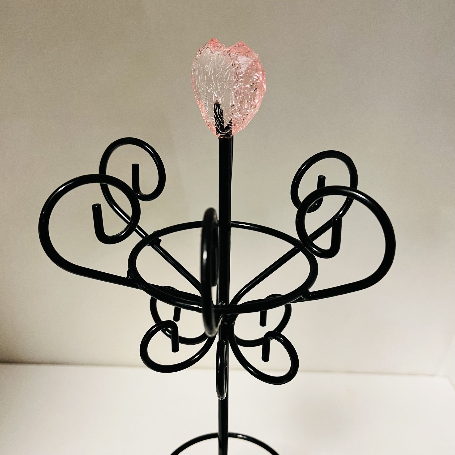 Pink Heart Metal Jewelry necklaces, earrings, rings Holder Stand