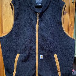 Carhartt Relaxed Fit Fleece Vest Full Zip Black/Brown 