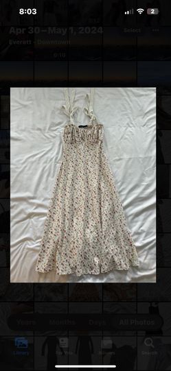 White Floral Midi Dress 