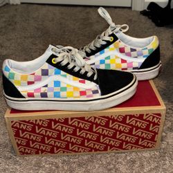 Colorful Rainbow Checkard Vans 