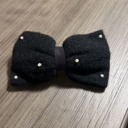 Cute Black Bow Hair Clip With Pearls 