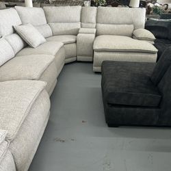 Oversized Fabric Sectional With Soft Cushions 