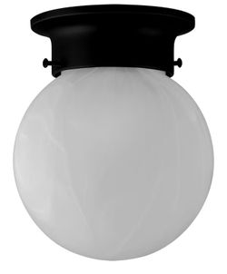 New Designer Globe 6 Inch Diameter Indoor Ceiling Light Fixture with Milk Glass in Matte Black