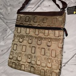 3 Zipper Brown Square  Prints Messenger Shoulder HandBag Crossbody Women Bag