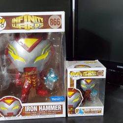 Funko Pop Infinity Warps Iron Hammer 857 And 866 Larger 10 Inch Matching Set Thor
