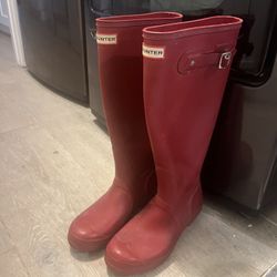 Hunter Boots, Tall, Red, Size US 8 