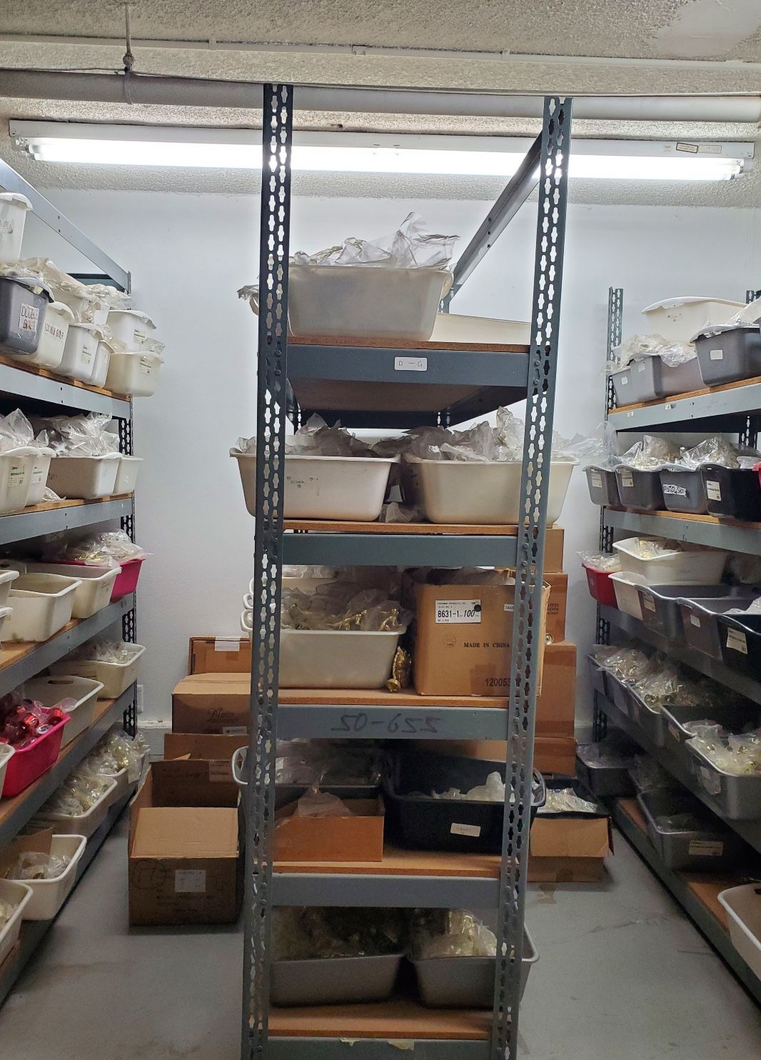 Open Metal Shelving With Plywood Shelving