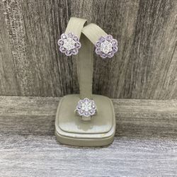 Earrings and ring set sterling silver 924 With CZ