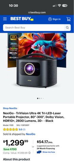 NexiGo TriVision Ultra, 4K Tri-LED-Laser Portable Projector