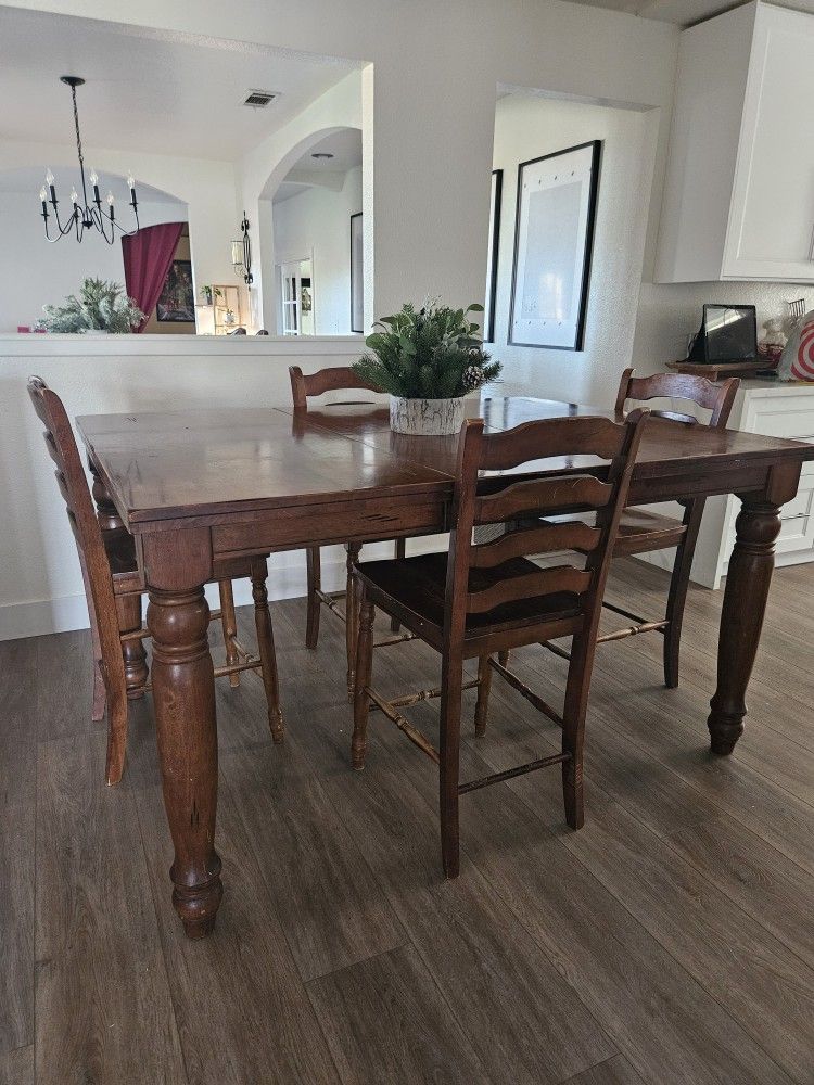 Wood Table With Leaf 4 Chairs