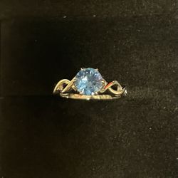Celtic Engagement Silver Ring Size 7 #120 London Blue Spinel 