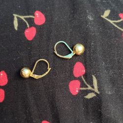 Gold Ball Leverback Drop Earrings 925