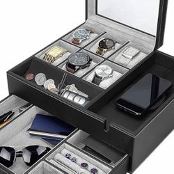 HOUNDSBAY Commander Dresser Valet Watch/Jewelry Box Case  Absolutely Stunning  Retails $140