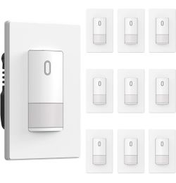 10 Pack Matte White Single Pole Occupancy Motion Sensor Light Switch