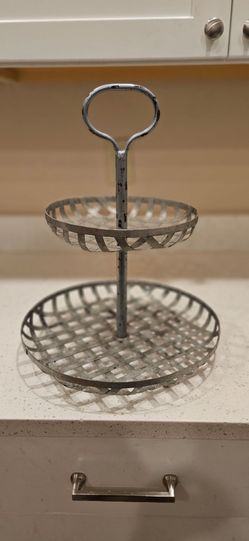 Two-Tier Metal Wire Basket Stand