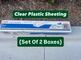 Brand New 10ft x 100ft Clear 4 Mil Plastic Sheeting (Set Of 2 Boxes)