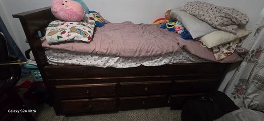 Captains bed w 2 (used)twin mattresses $80