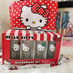 Sanrio Hello Kitty Glassware Set of 4 10oz Glasses  Limited Edition 