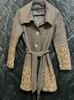 Women’s TRIBAL Wool Blend Coat: brown with Jaguar Print Size:4