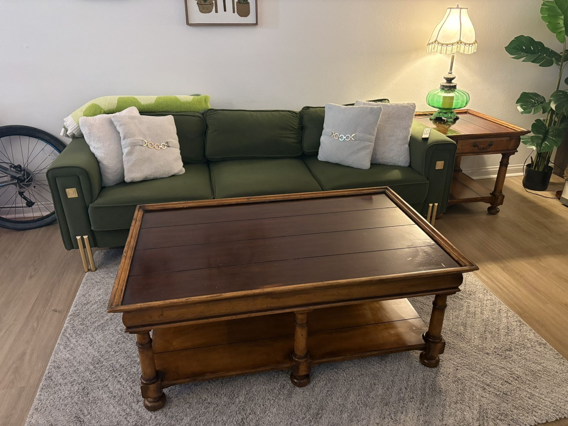 Solid Wood Coffee + Side Table Set - $150