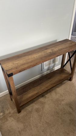 Rustic Wood and Metal Console Table