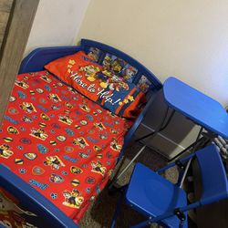 Kids Bed And Mattress With Chair And Table 
