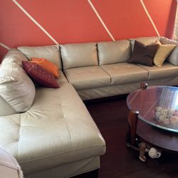 Leather Sectional Crème 