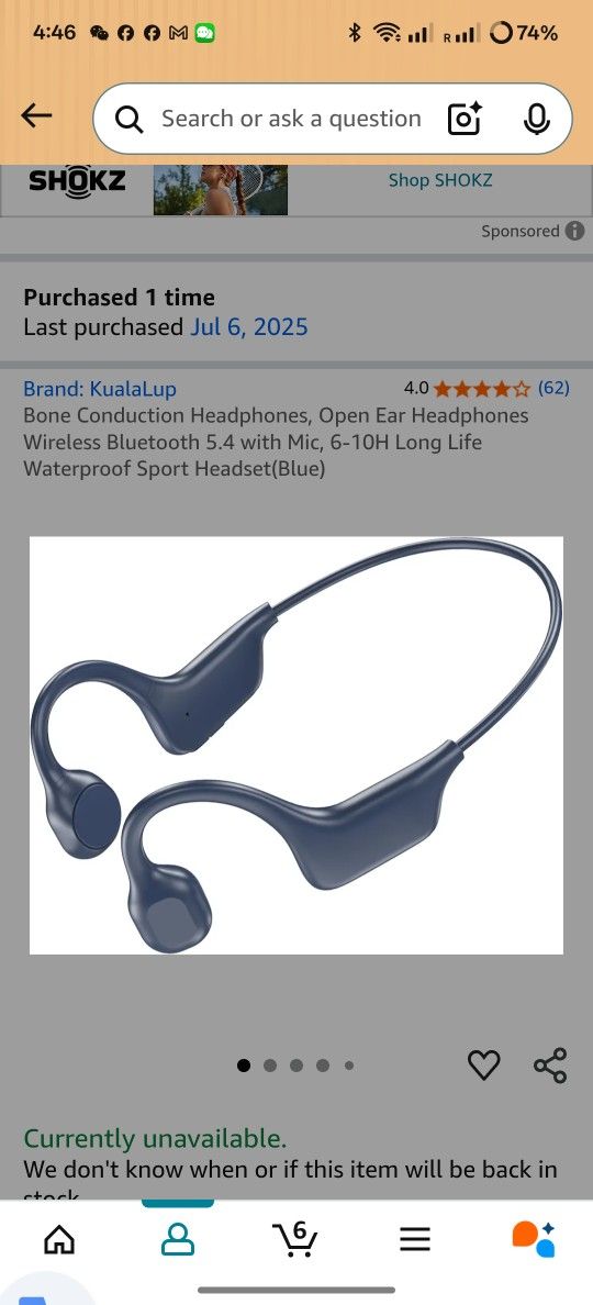 Bone Conduction Headphones, Open Ear Headphones Wireless Bluetooth 5.4 with Mic, 6-10H Long Life Waterproof Sport Headset(Blue)