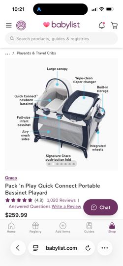 Graco Pack 'n Play Quick Connect Portable Bassinet Playard