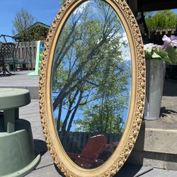 Vintage Oval Mirror. Heavy for size. H 36” W 16.5”