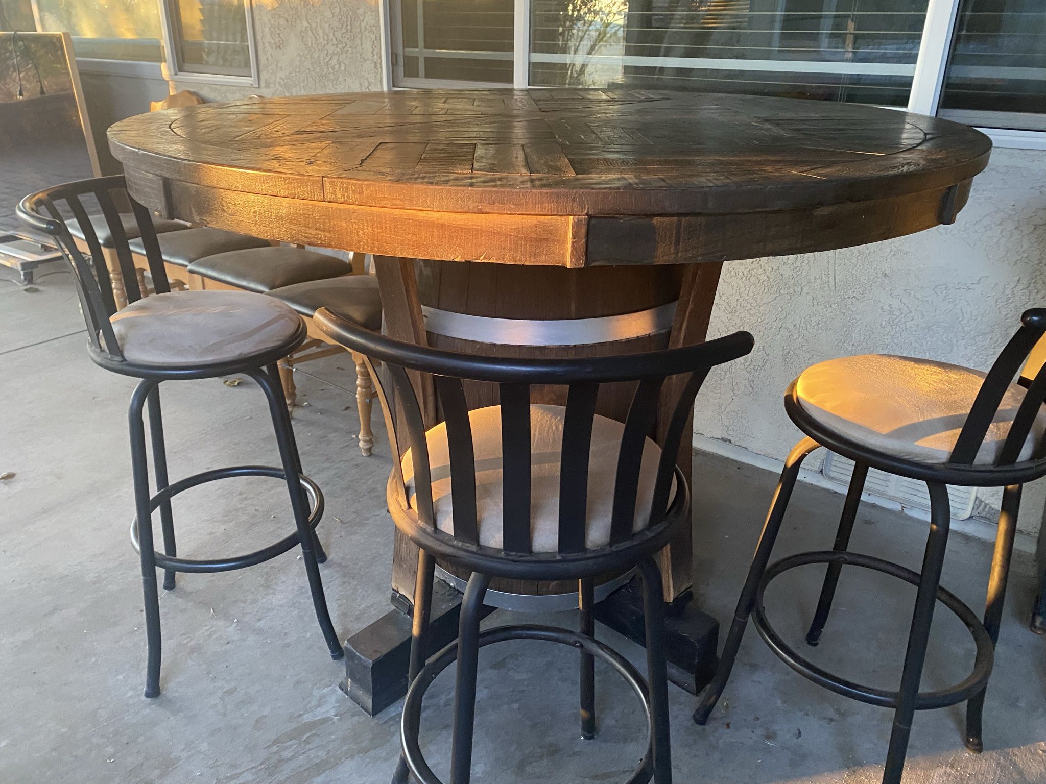 Big Dining Table Made Out Of Oak Wine Barrel 