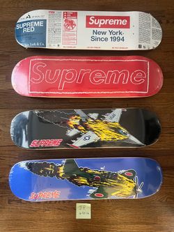 Supreme Skateboard deck collectors - KAWS red, Paint Can, Jet black and royal blue