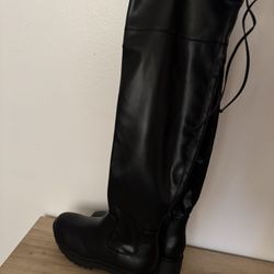 high knee leather boots 