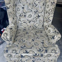 Patterned Wingback Chair