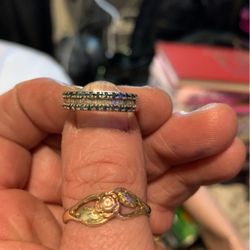 Blue And White Diamond Set In Silver  