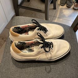 White Canvas Vans Size 11.5