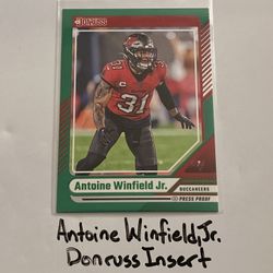 Antoine Winfield,Jr. Tampa Bay Buccaneers Safety Donruss Short Print Insert Card. 