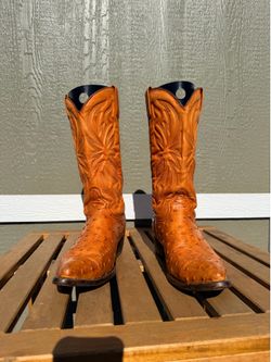 Cognac Ostrich Boots Size 11.5