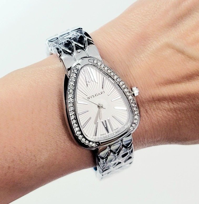 Silver Black Face  Snake Women's Lady's Quartz Watch Gift