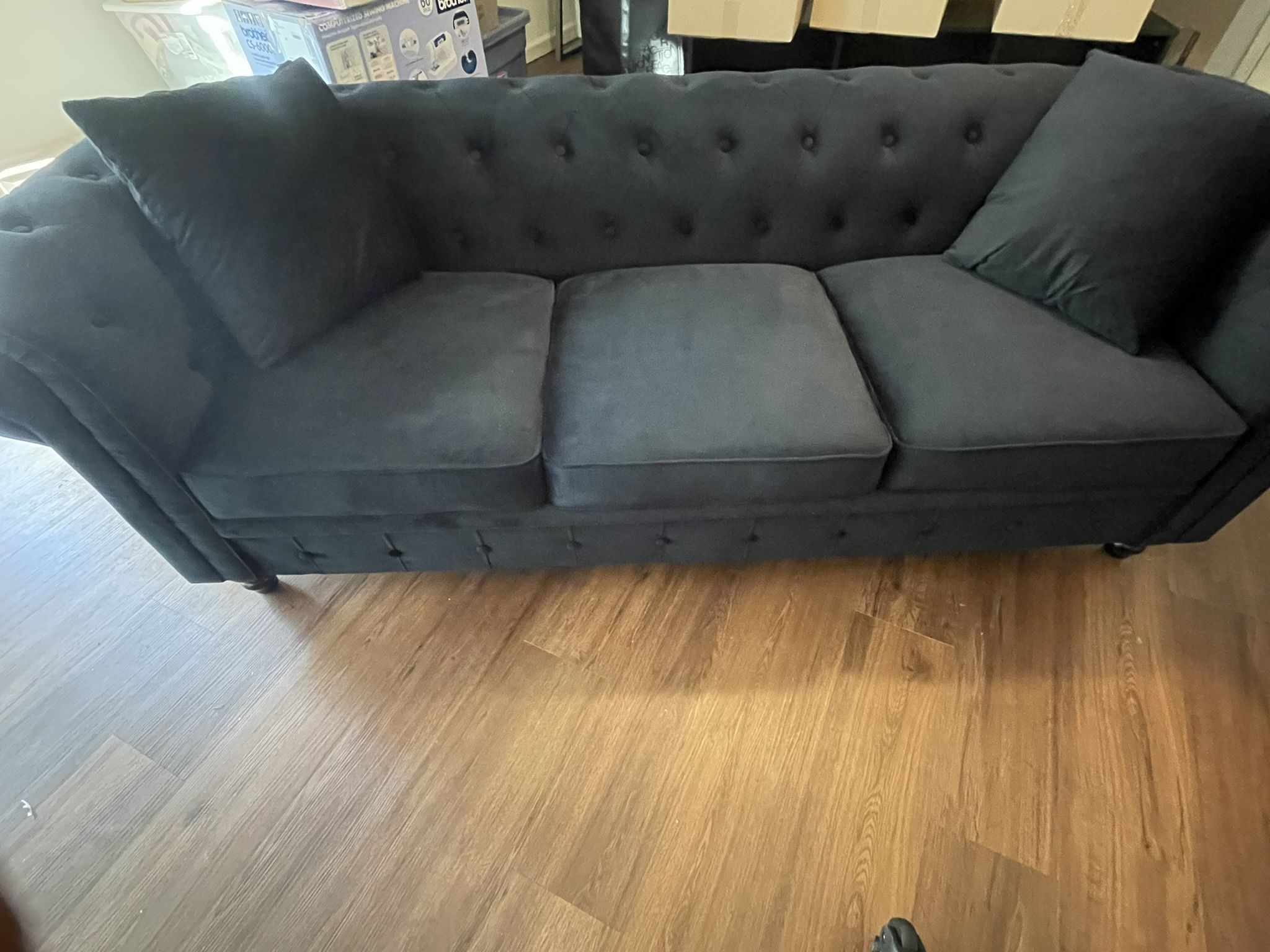 Black velvet couch