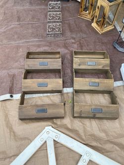 Rustic Wood Mail Holder for the Wall   Set of Two