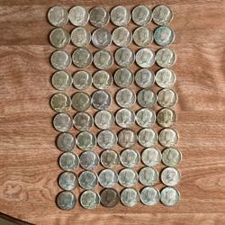 60  1965 to 1969 Kennedy 40% Silver Half Dollars