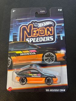 2025 Hot Wheels Neon Speeders ‘85 Honda CRC Black Orange Chase New