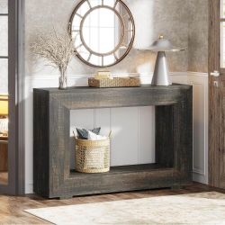 Farmhouse Console Table, 47" Rustic Wood Entryway Sofa Table with Storage