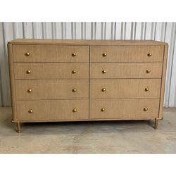 Coaster Arini 8-Drawer Dresser – Sand Wash Oak & Brass Modern Luxury Dresser - Delivery Available