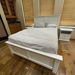 LIKE NEW - Queen Bed Frame + Mattress