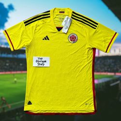 ADIDAS COLOMBIA 22 HOME AUTHENTIC FUTBOL SOCCER JERSEY MENS SIZE LARGE YELLOW BLUE RED NEW